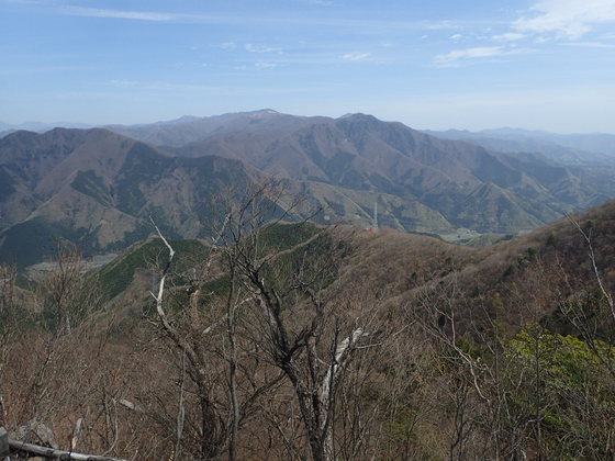 大菩薩嶺から滝子山の稜線が見える
