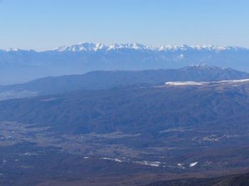 赤岳から見る槍穂高連峰　画面中央が槍ヶ岳